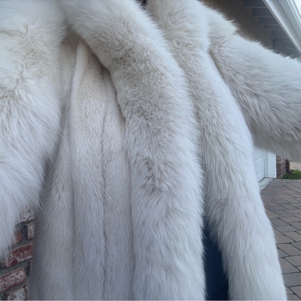 Vintage white fox real fur coat stunning mink body fits a size 8 sm/med - Picture 12 of 15